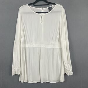 Outlander Torrid Blouse Womens 1 White Long Sleeve Boho Peasant Top Lace Button